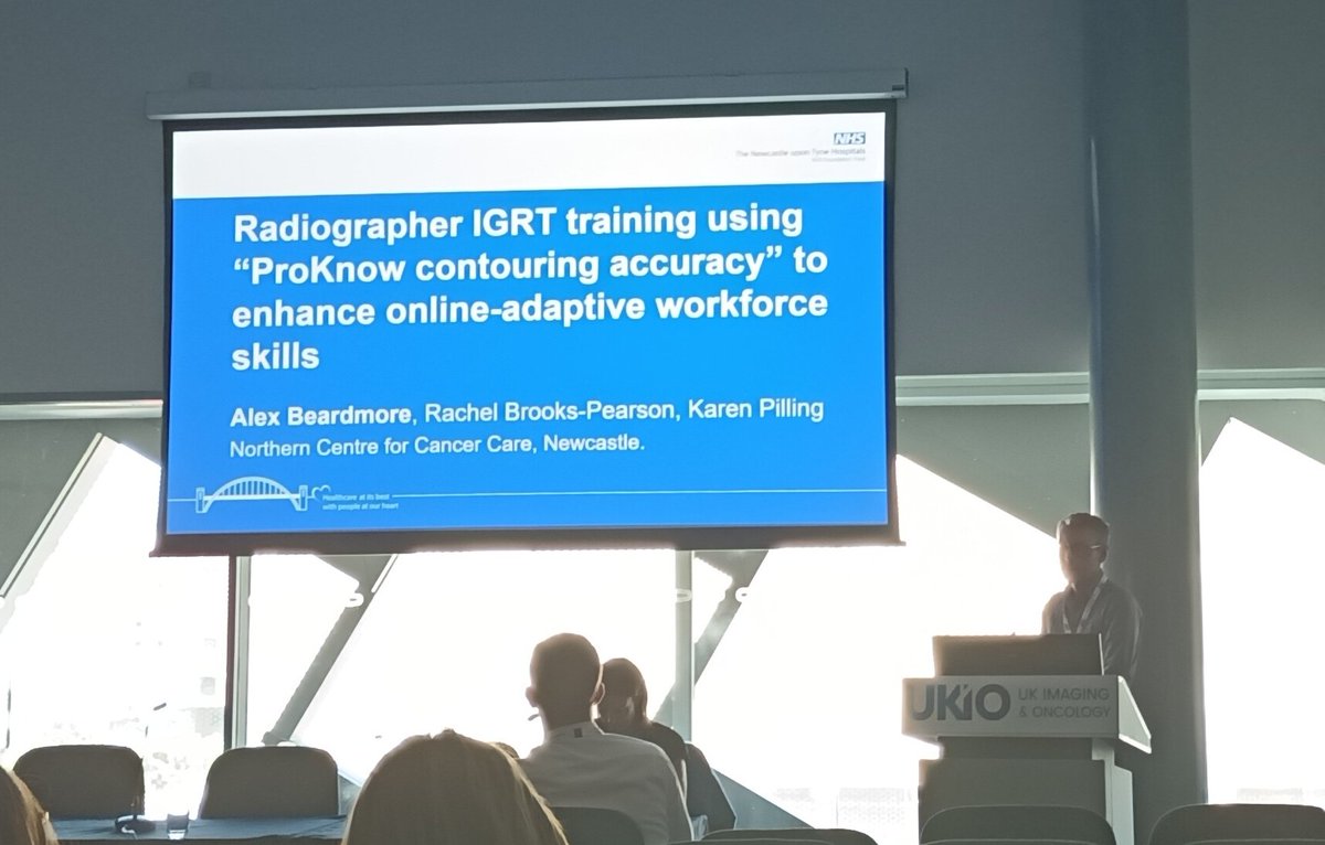 Alex Beardmore presenting a project using #ProKnow to prepare the #Radiotherapy Workforce for the increasing adoption of Adaptive techniques @NorthernRTN #UKIO2023