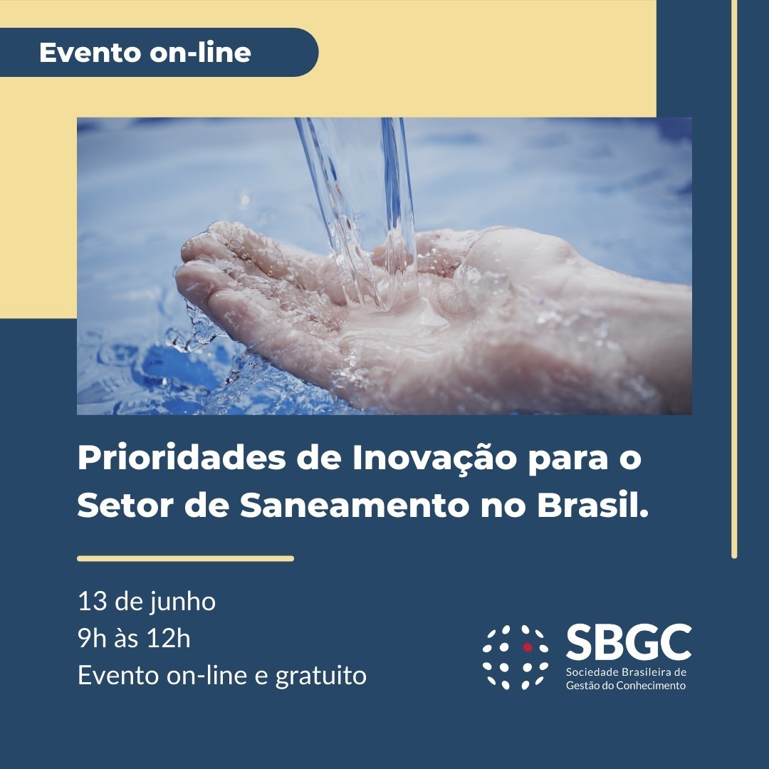 Divulgação e reflexões sobre os resultados da Pesquisa/Sondagem exploratória acontecerá no Webinar de Inovação no Setor de Saneamento.
sympla.com.br/evento-online/…
saneamento/1992823

#gestaodoconhecimento #knowledgemanagement #conceito #prática