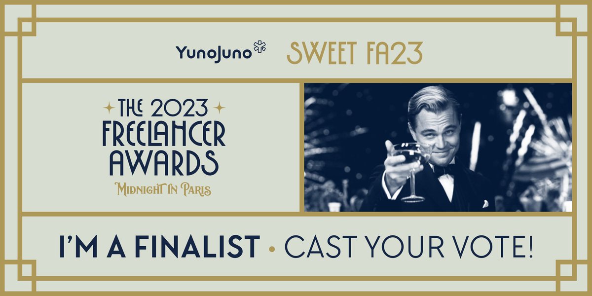 I'm a finalist in the 2023 @yunojunohq Freelancer Awards!!! 
If you know me, then could I kindly ask you to vote for me 😃 
THANK YOU!!! #sweetfa23 #thefreelancerawards
Vote here: thefreelancerawards.com/profile/sean-b…
@brightonfarm <a href="/SiliconBrighton/">Silicon Brighton</a> <a href="/WiredSussex/">Wired Sussex</a>