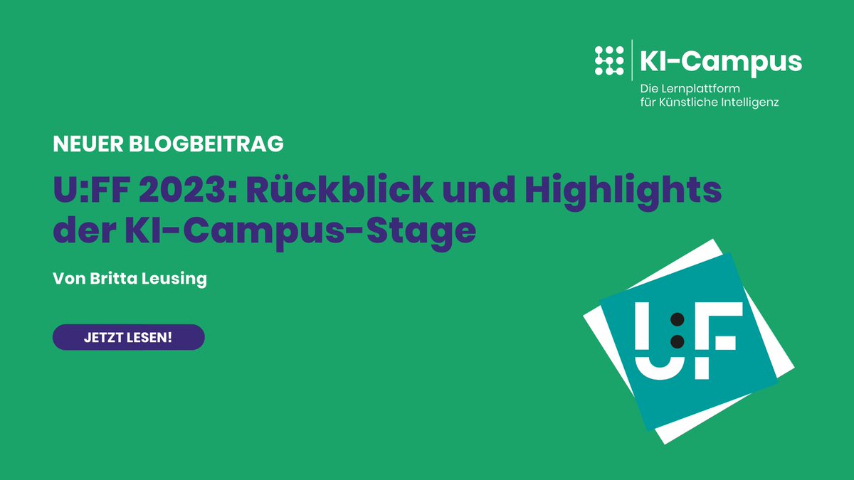 Habt ihr Beiträge der #KICampus-Stage beim #UFFestival verpasst? 🤖

Britta Leusing hat die Highlights des wunderbaren Festivals im Blog zusammengestellt. 💡

Hier lesen: 
➡️ki-campus.org/blog/uffestiva…

#KI #DigitaleBildung #TwitterCampus
