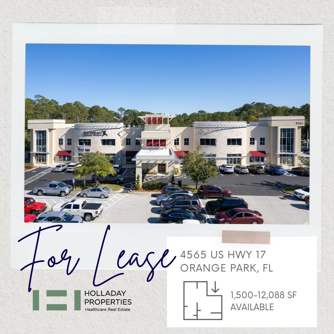 We have exceptional medical office space available for lease in Orange Park, FL! ✨

▶️ Prime location with high visibility
▶️ Spacious and customizable medical office suites
▶️ Generous Tenant Improvement Allowance

🔗 loopnet.com/Listing/4575-U…

#MOB #HolladayProperties #Florida