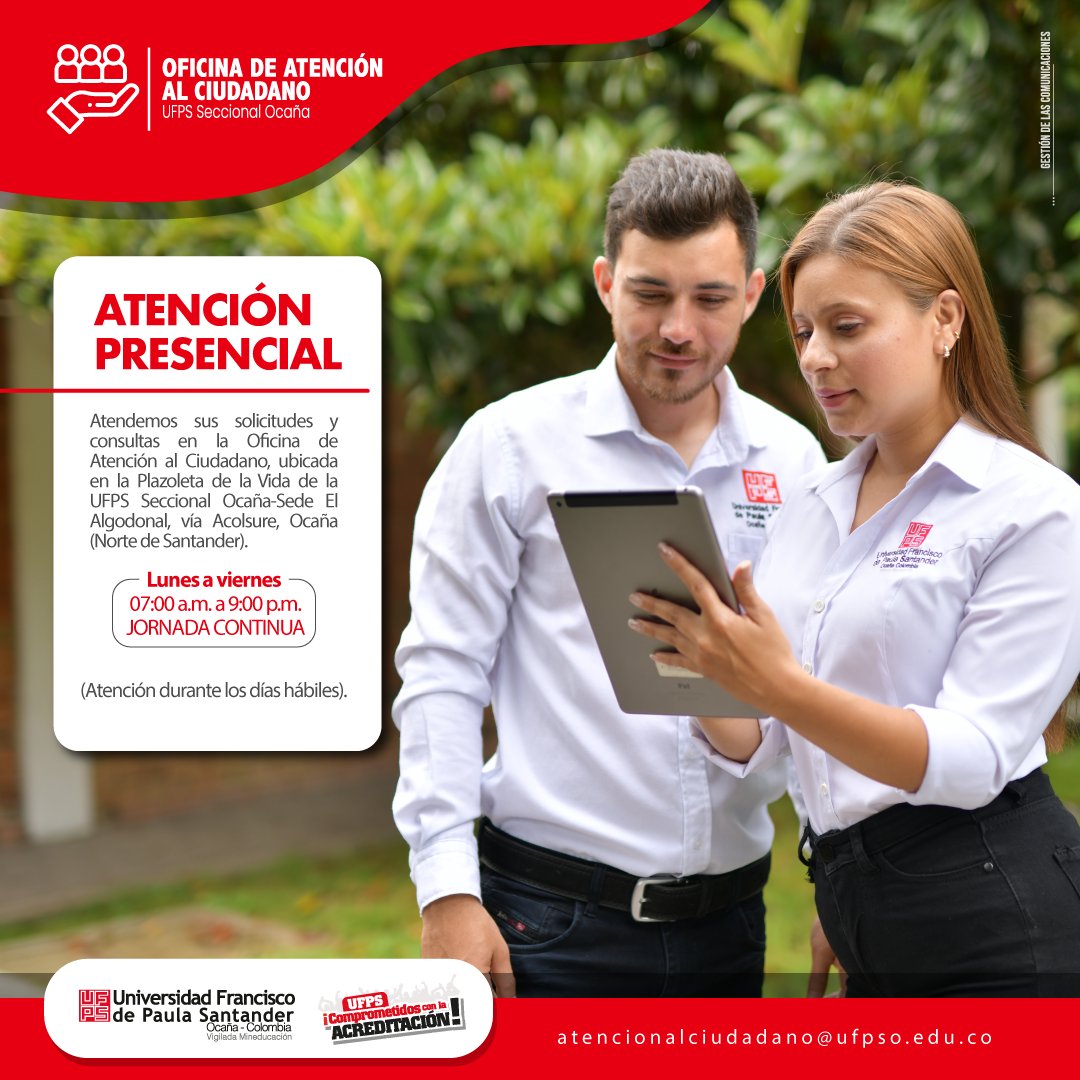 En la Oficina de Atención al Ciudadano, seguimos trabajando para atender todas tus solicitudes y consultas de manera oportuna.
#ufpsocana