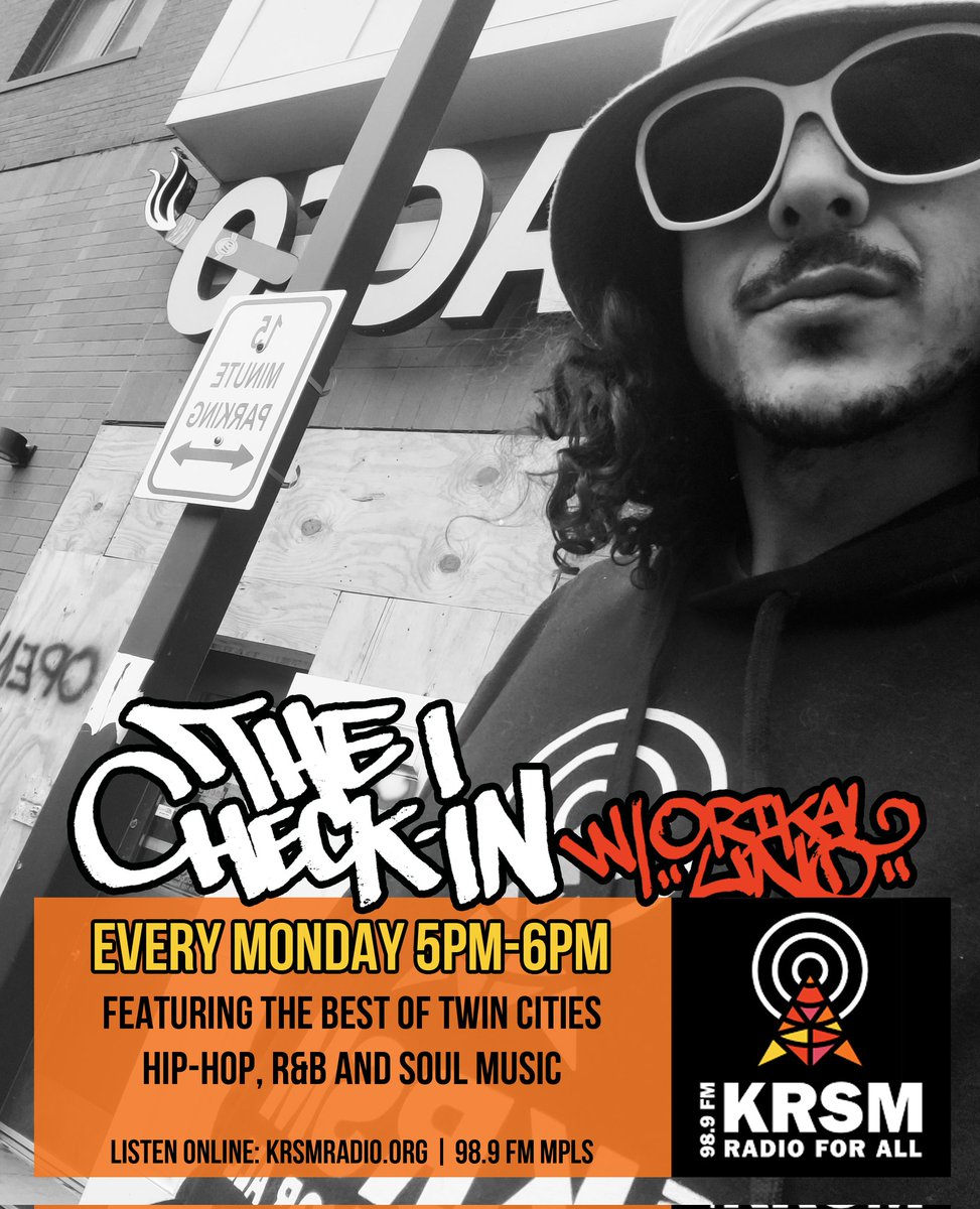 ORIKAL UNO (@orikaluno) on Twitter photo YOU KNOW WHAT DAY IT IS!! 💥💥💥
Episode 07 of The Check In ✅️ w/ Orikal Uno 5pm cst KRSM - 98.9 FM Minneapolis <a href="/KRSMradio/">KRSM 98.9 FM Radio For All!</a> Bringing you nothing but the dopest in Twin Cities Hip-Hop/Rap, R&B and Soul music.
TODAY'S PLAYLIST:
01 - <a href="/MariaIsa/">Representative María Isa</a> - Comer
02 - Mr. Gene Poole & YOU KNOW WHAT DAY IT IS!! 💥💥💥
Episode 07 of The Check In ✅️ w/ Orikal Uno 5pm cst KRSM - 98.9 FM Minneapolis <a href="/KRSMradio/">KRSM 98.9 FM Radio For All!</a> Bringing you nothing but the dopest in Twin Cities Hip-Hop/Rap, R&B and Soul music.
TODAY'S PLAYLIST:
01 - <a href="/MariaIsa/">Representative María Isa</a> - Comer
02 - Mr. Gene Poole &