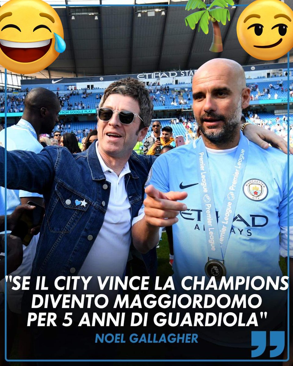 C'è chi ha un camorista come cantante alla festa scudetto 🇮🇹 e chi ha 👀Il cantante degli Oasis, Noel Gallagher, ha fatto la sua promessa in caso di vittoria della C66hampions del Manchester City