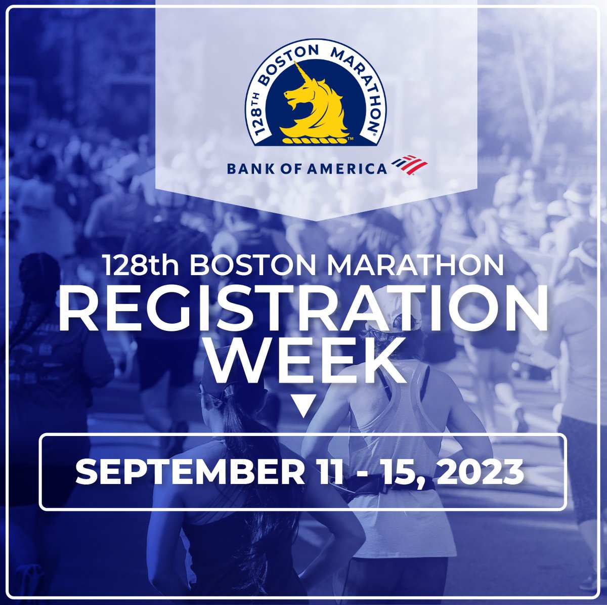 Mark Your Calendars! Registration Week for the 2024 #BostonMarathon presented by <a href="/BankofAmerica/">Bank of America</a> will be held September 11-15, 2023. 

🦄 Learn more at bstnmar.org/128BMRegWeek 

#Boston128