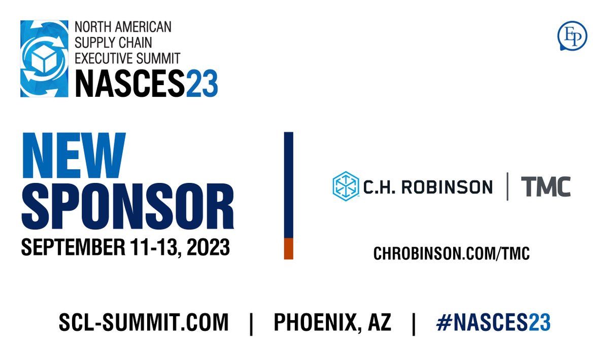 Thank you @CHRobinson for supporting #NASCES23! We look forward to seeing your team in Phoenix! ✈️ ➡️ Visit scl-summit.com to learn more. #NASCES #supplychain #supplychainsummit #supplychainsolutions #supplychainexcellence #supplychainmanagement #logistics