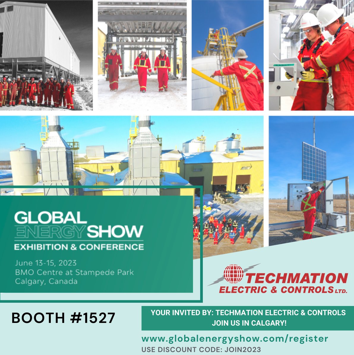 YOU'RE INVITED to join us at the Global Energy Show at the BMO Centre in Calgary. 
June 13-15th, 2023

To attend the Global Energy Show 2023, click here for a complimentary visitor pass. Use discount code: JOIN2023

globalenergyshow.com/register/        

 #globalenergyshow #techmation