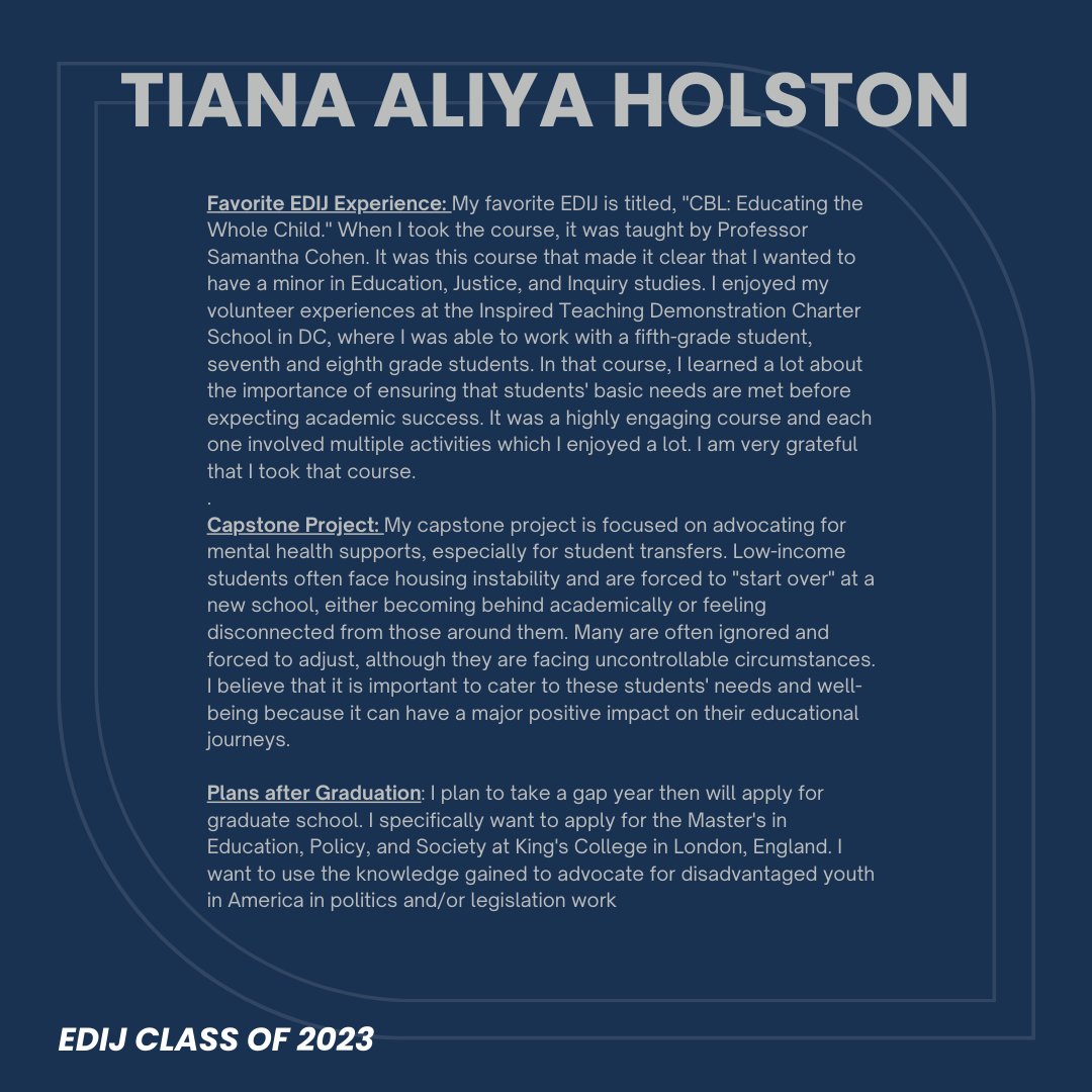 Congratulations Tiana! #EDIJClassOf2023 🎓✨💙