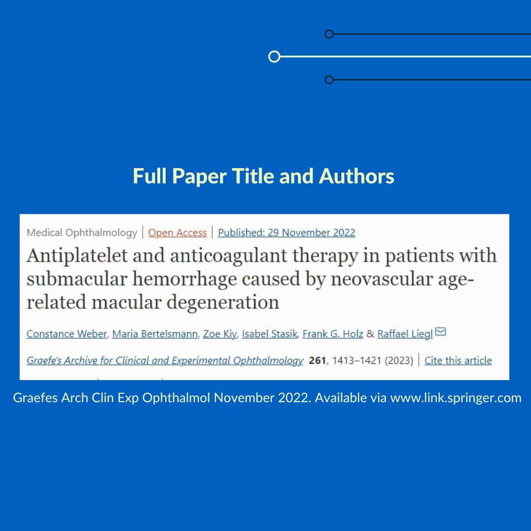 Worse submacular haemorrhage in AMD in patients treated with antiplatelet and anticoagulant therapy.
link.springer.com/article/10.100…
#AMD #CNV #retinalhemorrhage #Aspirin #anticoagulants