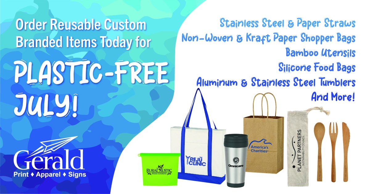 Reduce your carbon footprint with custom-printed reusable promotional items in Plastic-Free July!