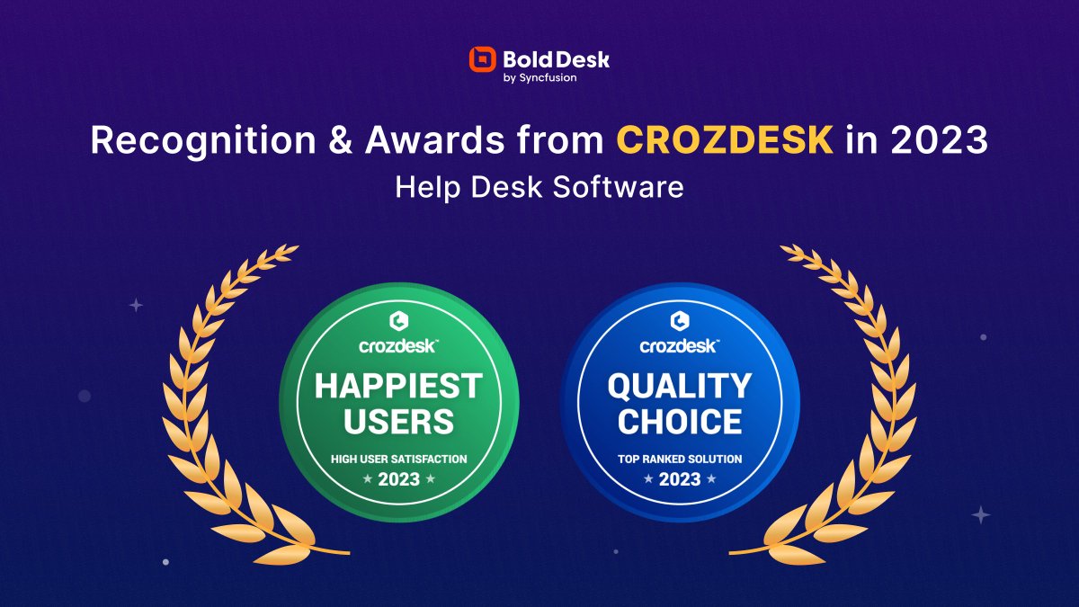 BoldDesk's tweet photo. Exciting news! #BoldDesk has been honored with the prestigious #QualityChoice Top Ranked Solutions of 2023 #award by @crozdesk!
We're thrilled to be recognized for our exceptional performance & commitment to excellence. Thank you to our #loyalcustomers!
https://t.co/C1SM4vZrgv https://t.co/3ArEt3BUMQ