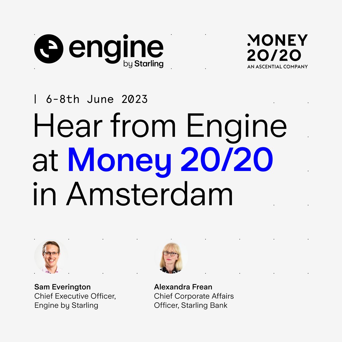 Alexandra Frean (@freanie) on Twitter photo I'm off to #Money2020EU and looking forward to joining <a href="/SamEverington/">Sam Everington</a> on the Close Up Stage at 3pm tomorrow (6 June) to discuss Starling's international expansion plans with @EnginebyStarling I'm off to #Money2020EU and looking forward to joining <a href="/SamEverington/">Sam Everington</a> on the Close Up Stage at 3pm tomorrow (6 June) to discuss Starling's international expansion plans with @EnginebyStarling