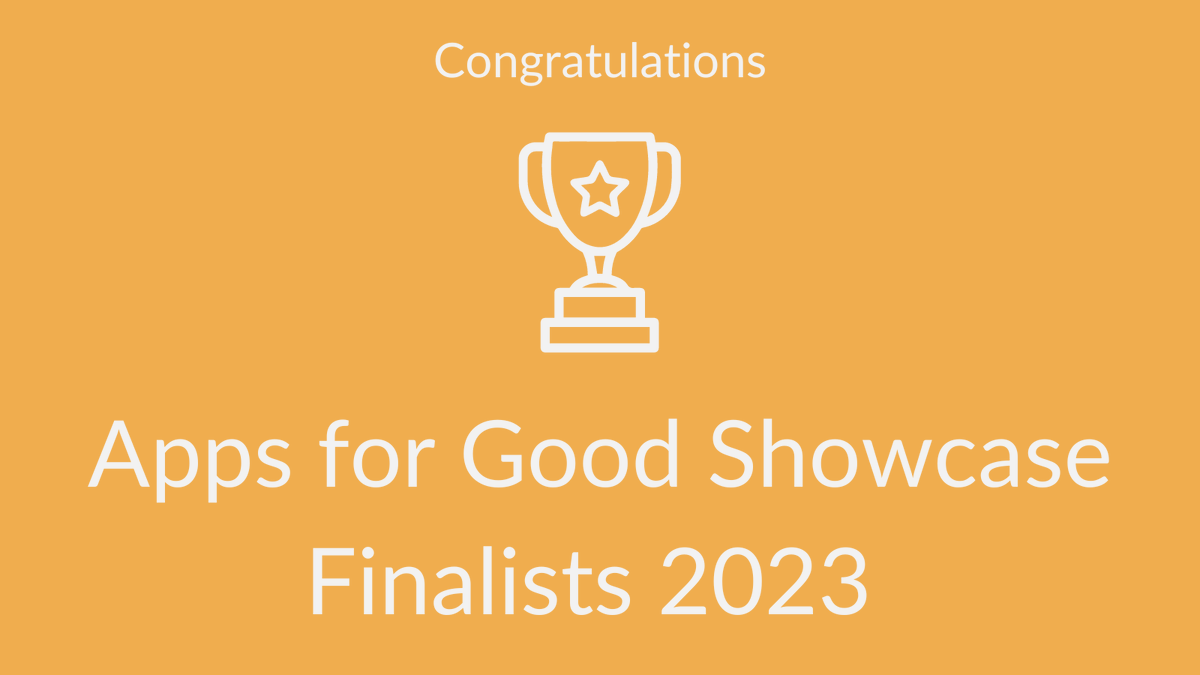 AppsforGood's tweet photo. We're thrilled to announce the Apps for Good Showcase Finalists 2023! 

We are absolutely blown away by the tech innovation of this year's entries. Thank you to everyone who entered.

See all the finalists and VOTE NOW for the People's Choice Award: https://t.co/J579nOnFQB https://t.co/zjYMVDbHS9