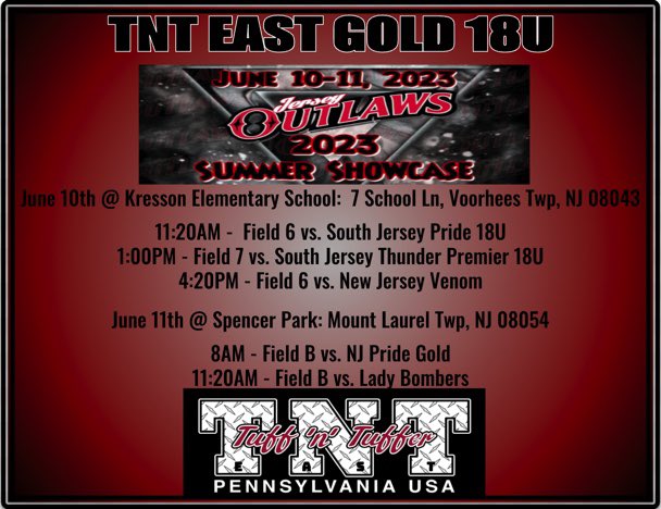 TNTEAST_GOLD's tweet photo. TNT East Gold 18u was off to a good start at the Blue Chip Super 40 this past weekend, going 5-0! Looking forward to the NJ Outlaws Showcase coming up! https://t.co/jhHYI6yiJj