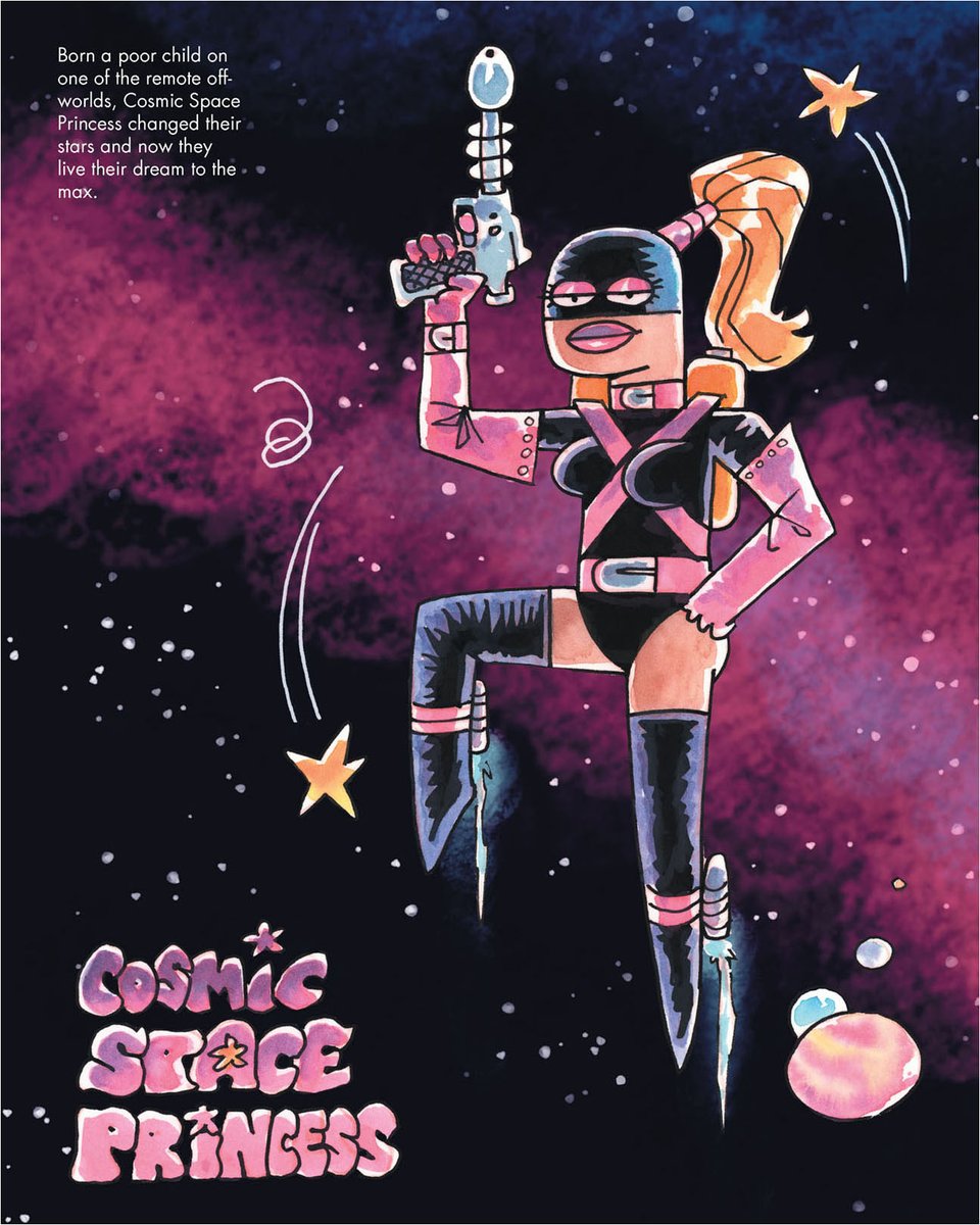 #Cosminc #Space #Princess from Urfspace Heroes
planeturf.com/product/urfspa…

#urfspace #book #art #scifi #cartoons #comic #chuckwhelon #planeturf #planeturfentertainment  #star #spaceprincess #raygun #pink #blackpink