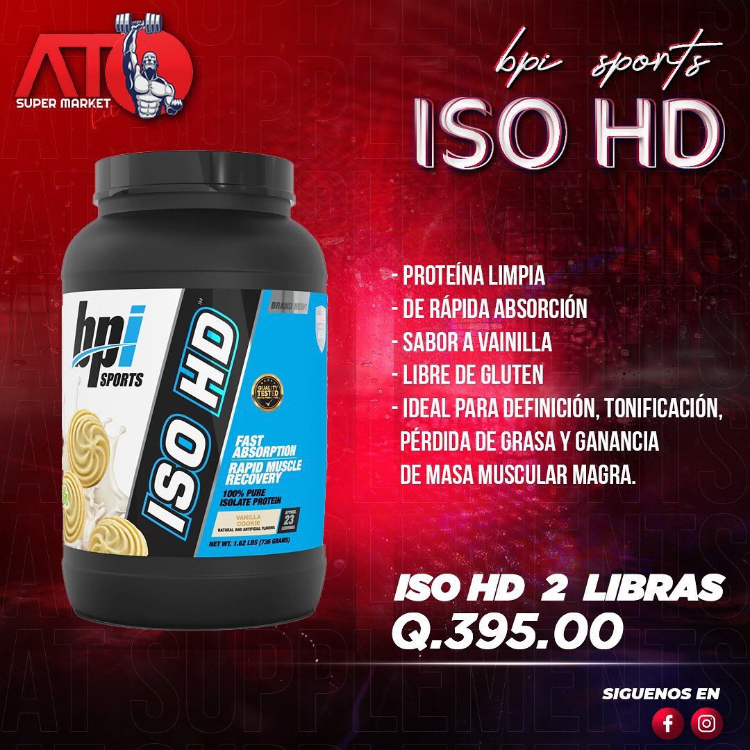 ATsupplements's tweet image. En Proteinas las de mejor calidad las tenemos nosotros. 

Prueba la ISO HD; alta pureza, calidad y sobre todo una Proteina de rápida absorción. 

Baja en calorías y prácticamente sin carbohidratos (🚫azúcar) 

#Proteina #suplementos #proteinaguatemala #gutemala #fitness