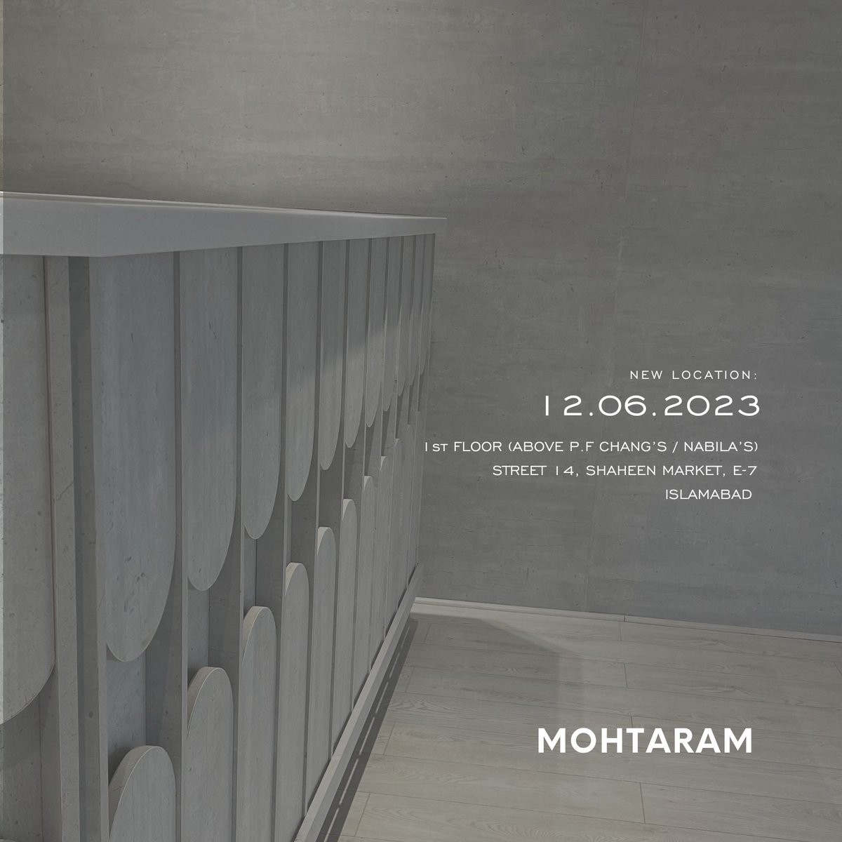MohtaramCo's tweet photo. Opening doors to our brand new boutique in the heart of Islamabad on June 12th:

1st Floor (Above PF Chang's), Street 14,
E-7, Islamabad

#mohtaram #fashionpakistan #pakistan https://t.co/XJ7awrWbO1