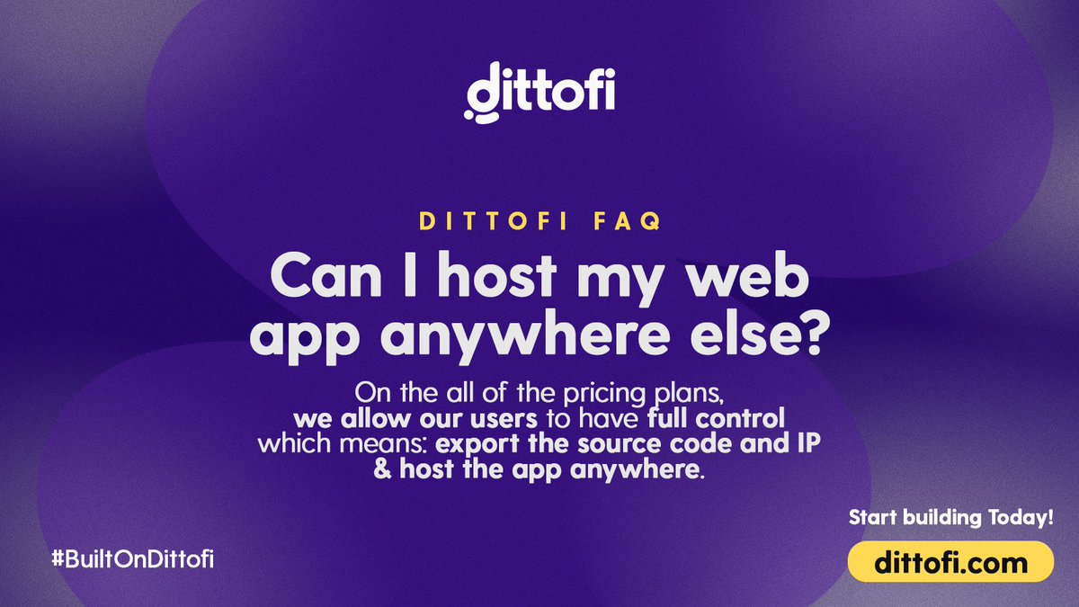 dittofi's tweet image. 💥 Say goodbye to limitations with Dittofi! Access, modify, and own frontend and backend code. Export in React, Google GO backend, and database schema. Host anywhere you choose.
#NoCode #AppDevelopment #FrontendCode #BackendCode #CodeExport #React #GoogleGO