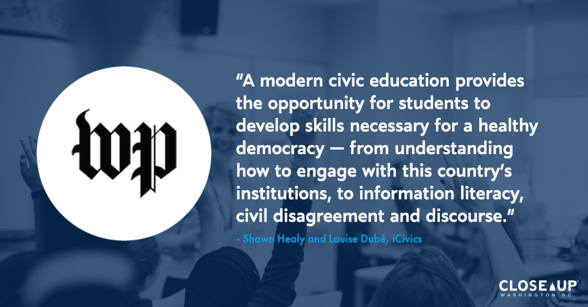In light of the recent @NAEP_NCES report, @iCivics executives Shawn Healy and Louise Dube underscore the importance of civics in fostering informed citizens and safeguarding democracy for future generations. @theWashingtonPost, @louise_dube @CivicsInTheUSA #CloseUpDC