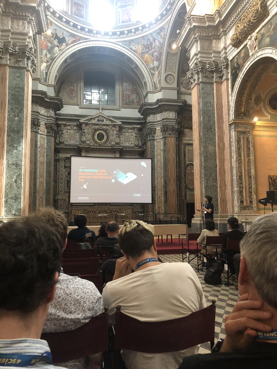 .<a href="/aubreymcfato/">Aubrey</a> on stage at #IIIF conf: the services for digital libraries offered by <a href="/M_L_O_L/">MLOL</a> platform and the narrative application “MLOL Storie”