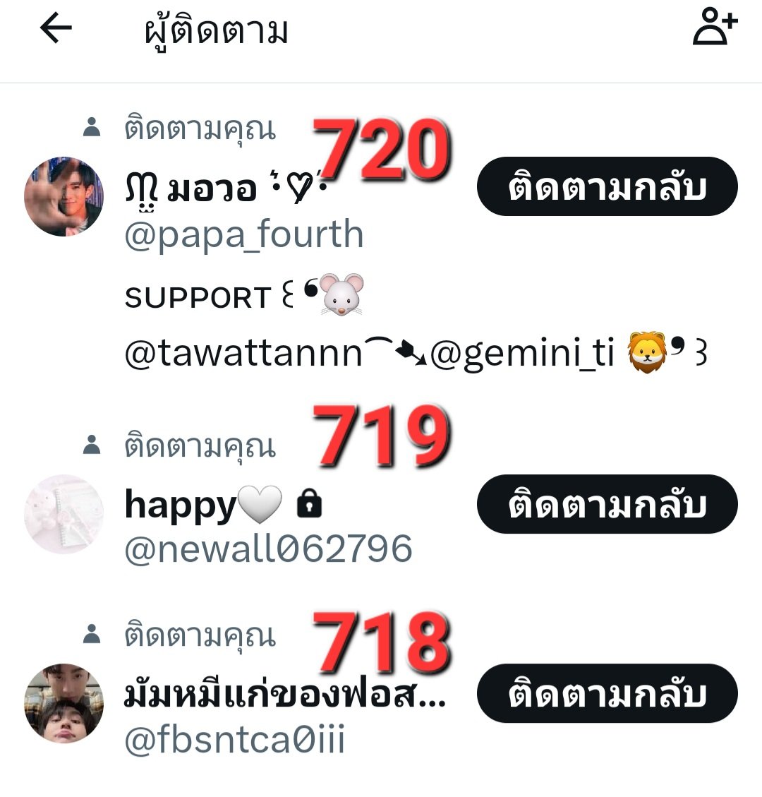 25Book_Force09's tweet photo. 📣ประกาศผู้โชคดี แจกคนที่มาฟอลเป็นคนที่ "719" แต่เนื่องจากเป็นแอ็คที่ล็อคไว้ ไม่สามารถรู้ได้ว่าเป็นใคร จึงขอแจกให้คนที่มาฟอลลำดับที่ ✨️"718 และ 720"✨️มารับแทน ได้คนละชุดได้แก่
🎉718 @fbsntca0iii
🎉720 @papa_fourth
📕HUG 1 เล่ม+การ์ด ฟอส /บุ๊ค 2ใบ✨️

#แลกฟอลxฟอสบุ๊ค #ฟอสบุ๊ค https://t.co/6Dy0ZLGRYd