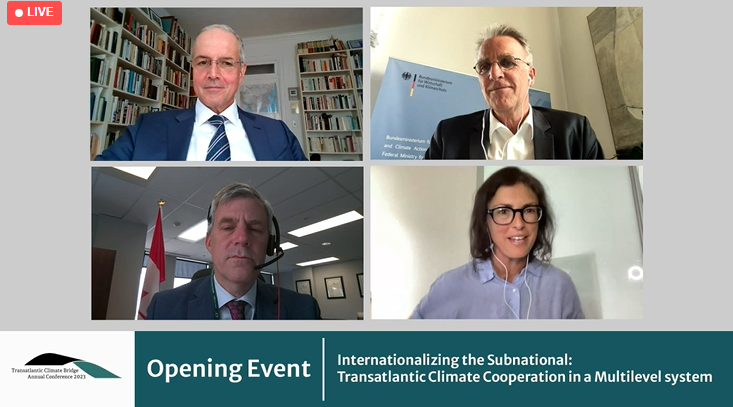climate_bridge's tweet photo. Part 2 of the #TCBC23 Opening Event has started: https://t.co/PkREHuAcze
Tune in to inputs from @meganmeaney (@ICLEI_Canada), @StefWenzel (@BMWK) and @ChrisWForbes (@environmentca) to debate how vertical and transatlantic cooperation on #climateaction can be improved! https://t.co/JOTfIYRnv9
