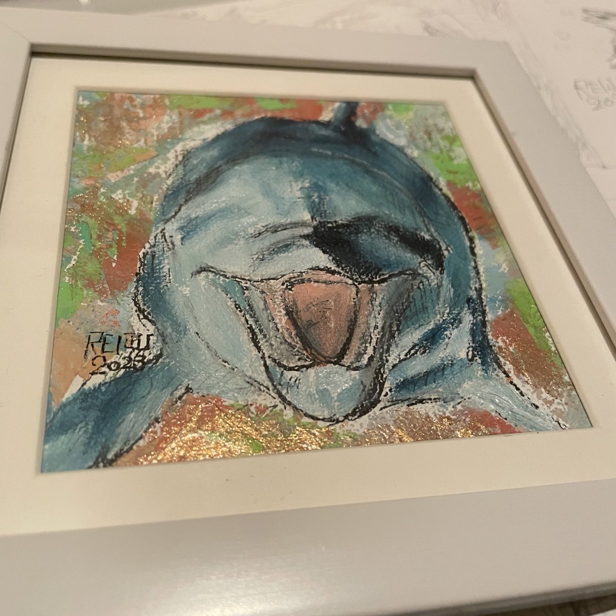 イルカちゃんに
サイン入れました😊
#油絵　#油絵画家　#アート
#イルカ　#art