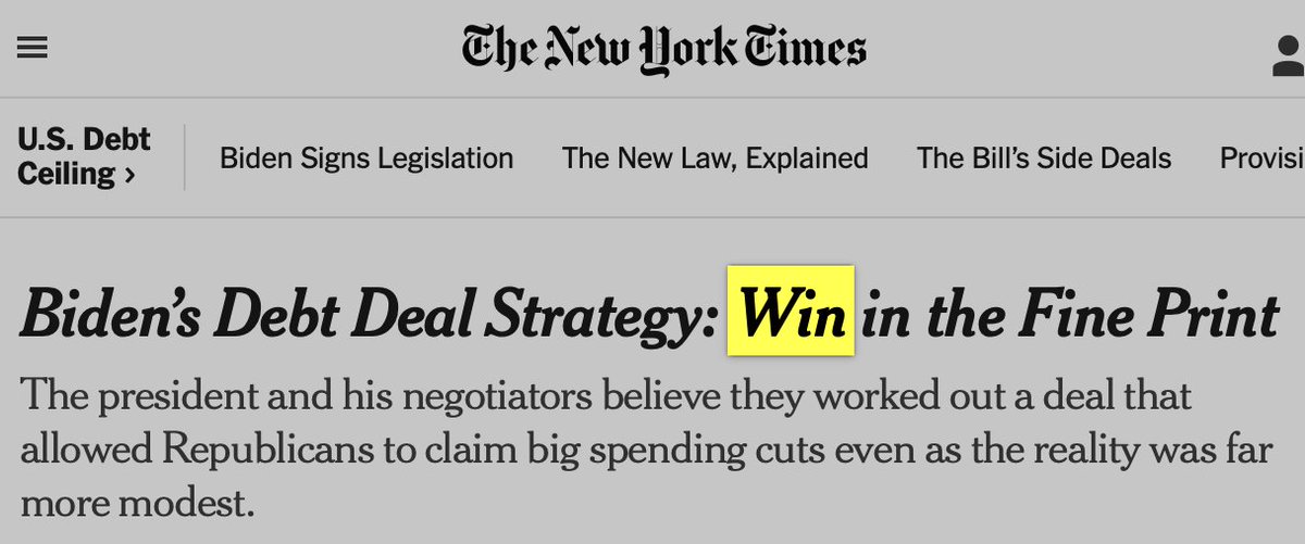 davidsirota's tweet photo. The debt deal makes it harder for starving people to get food stamps, preserves billionaire tax cuts, crushes debtors, enriches military contractors, &amp; expedites a climate-bomb pipeline - and corporate media is helping Dems sell this atrocity as a "win."

https://t.co/F8q96JZQL4 https://t.co/7oULWM1j9p