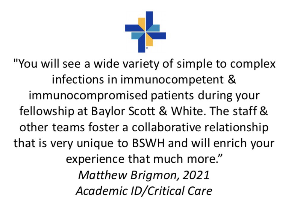 Great weekend at @TXIDSociety meeting with colleagues from across the state. The agenda included a talk on ID/critical care medicine by our former fellow @MBrigmon! Here’s his take on our fellowship program: