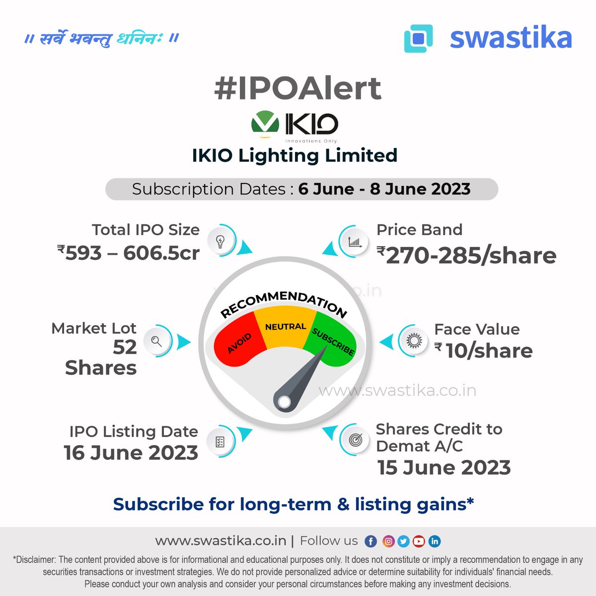 IPO Alert:  IKIO Lighting Limited IPO

Open FREE Demat A/c today:bit.ly/FB3IRoaXI  
📱 Android: bit.ly/3RqEaoe 
📱 iOS: apple.co/3AO1g2c  
📞0120 440 0789 
🌐swastika.co.in   

#IPOAlert #InvestmentOpportunity