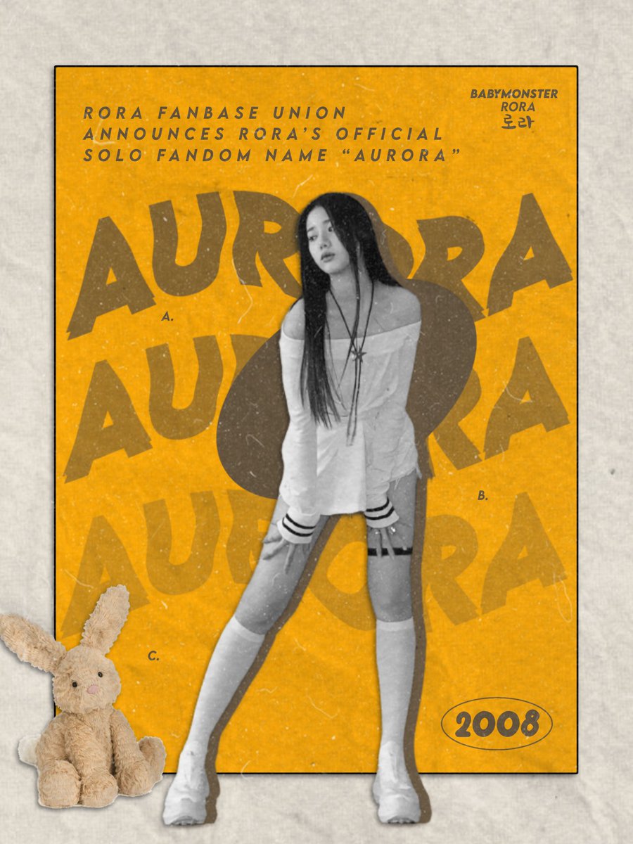 protectrora's tweet photo. [ANNOUNCEMENT] 

RORA FANBASE UNION are happy to announce to you that #RORA official fandom name will be "AURORA"🌟

#로라 #BABYMONSTER @YGBABYMONSTER_ https://t.co/dttEjM0vtS