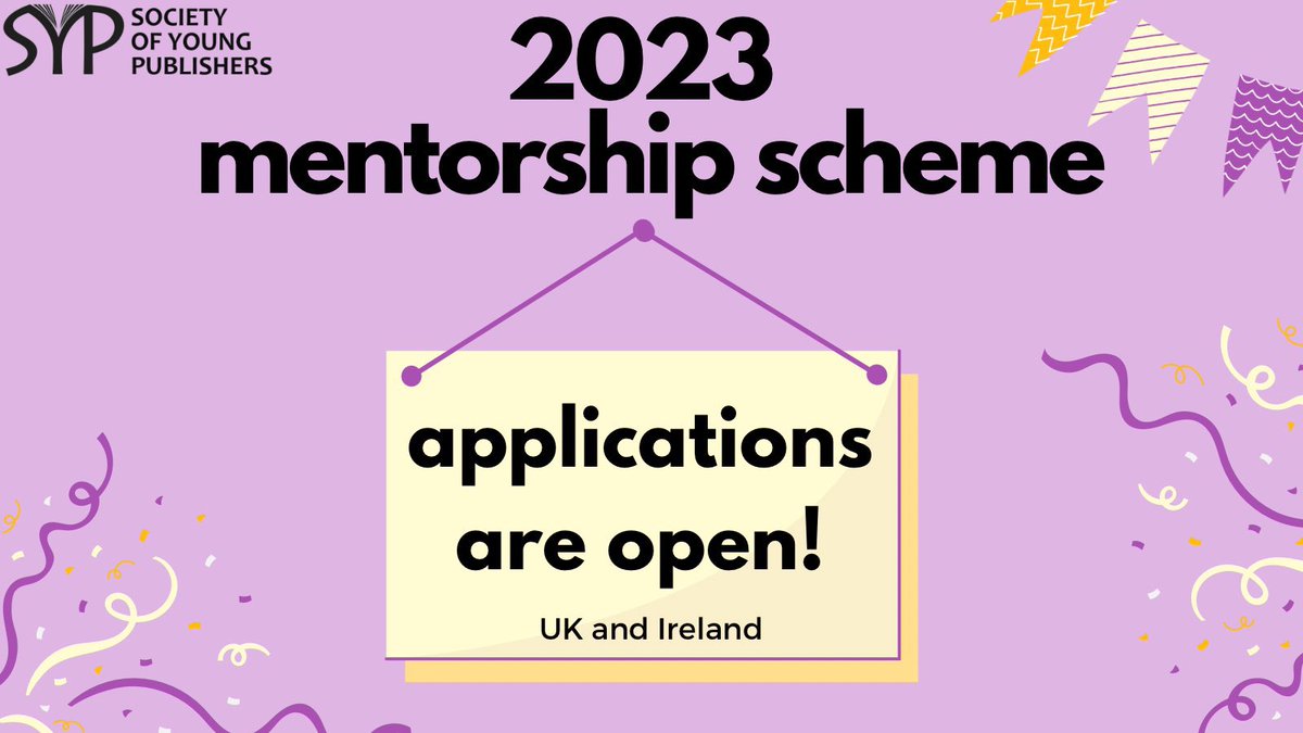 Reminder that applications for our 2023 Mentorship Scheme are open until 11th June! Our scheme could be just the chance you need to advance your career in publishing! Apply here: thesyp.org.uk/mentorships/me… #publishing #publishinghopefuls
