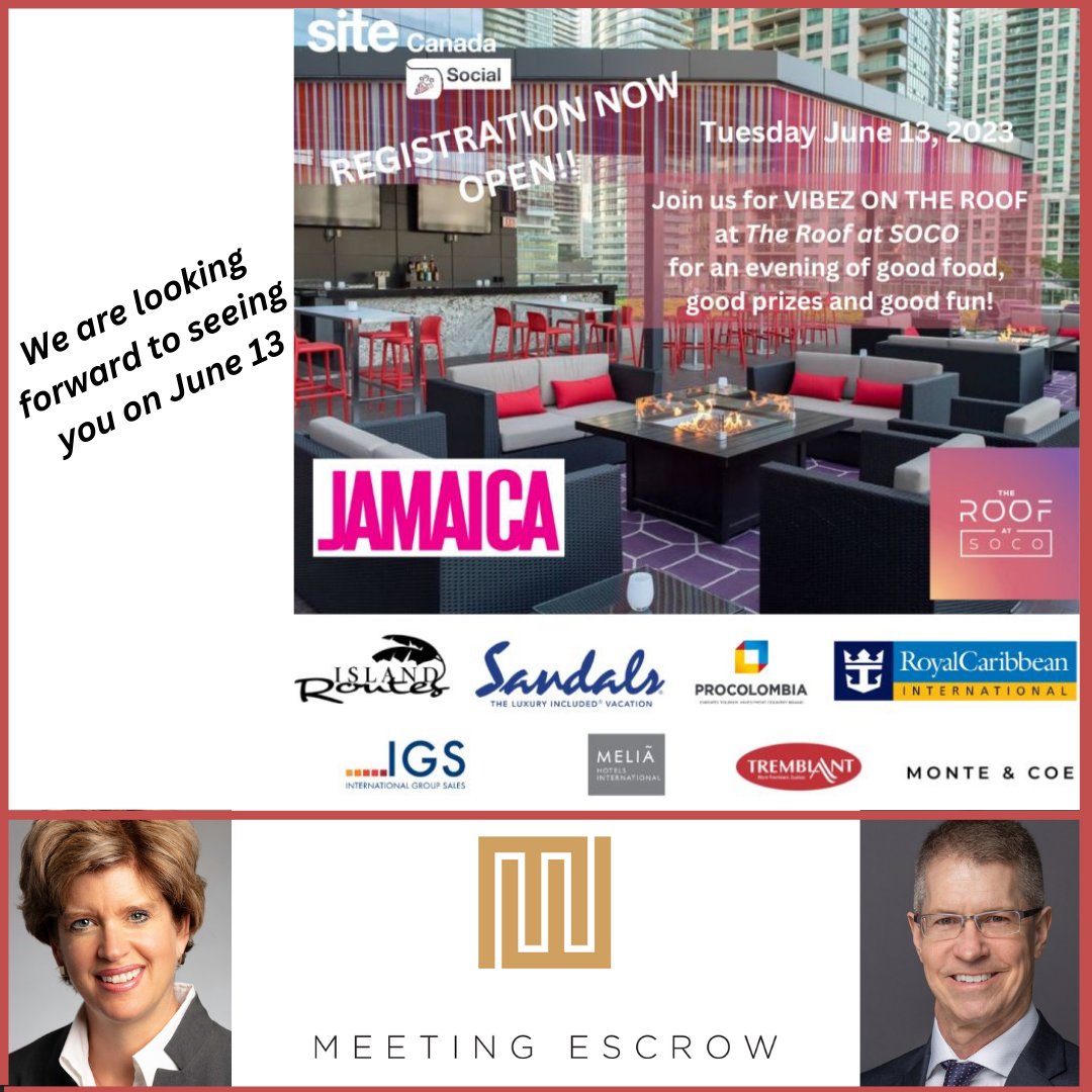 The <a href="/meetingescrow/">Meeting Escrow Inc.</a> team looks forward to seeing everyone at the upcoming <a href="/sitecanada/">SITE Canada</a>  #summersocial on June 13 at the <a href="/DeltaToronto/">Delta Toronto</a>. Here is the link to register:  zurl.co/tydD 
#sitecanada #eventprofs #summer #incentivetravel #financialrisk #meetingsandevents