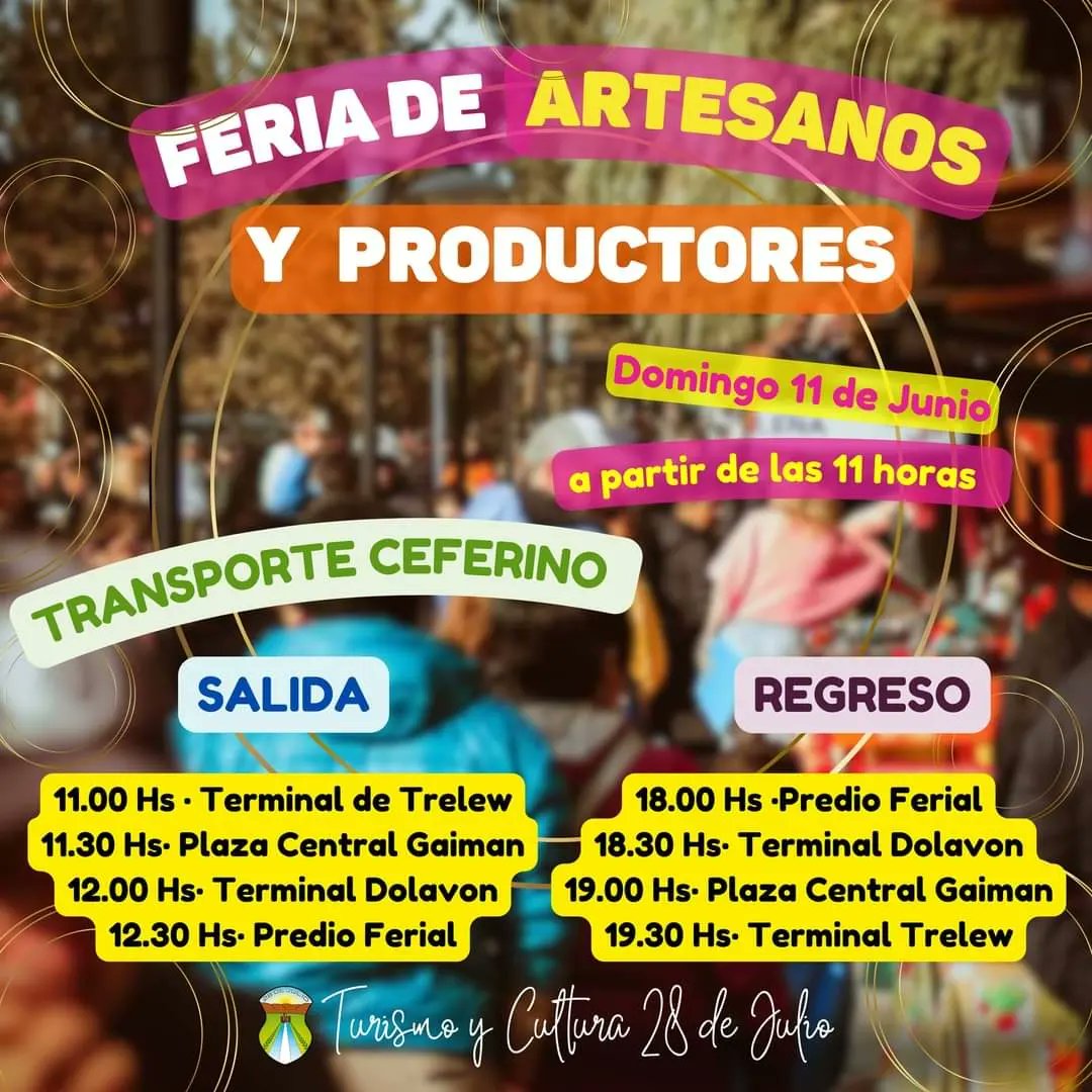 El 11/06 se viene una nueva feria de #Artesanos y #Productores en la localidad de #28deJulio