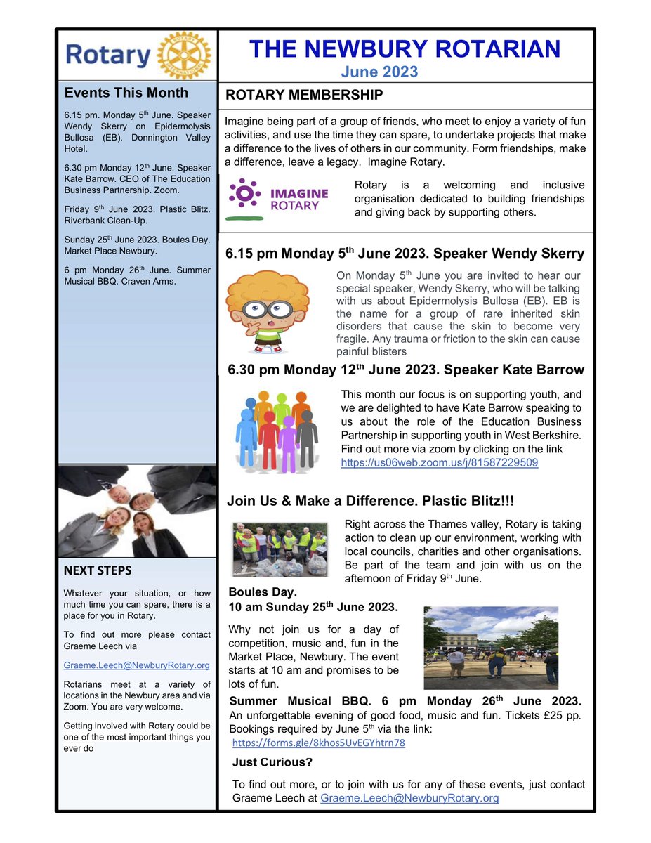 Here's what we've been up to during May/June'23 ... we've included our contact details if you'd like to come along to any of our events ... remember, you don't need to be a Rotarian ... enjoy !!!

#Rotary