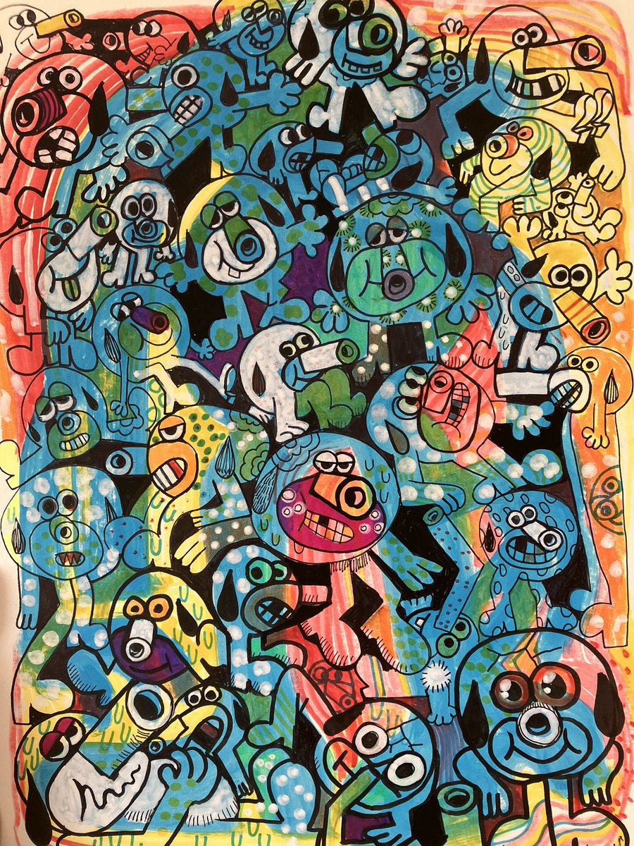 WoodenCyclops's tweet photo. 24 hour AUCTION! Physical piece-Right here, in the comments, don’t reply to bids- bid using a new comment only. starts at $50 reply higher bid in increments of $10. New bids in the last 5 mins trigger 5 min extension. “Dogpile in Grayland” paint/pens 11x15 on cold press. Ends 10 am 6/6/2023