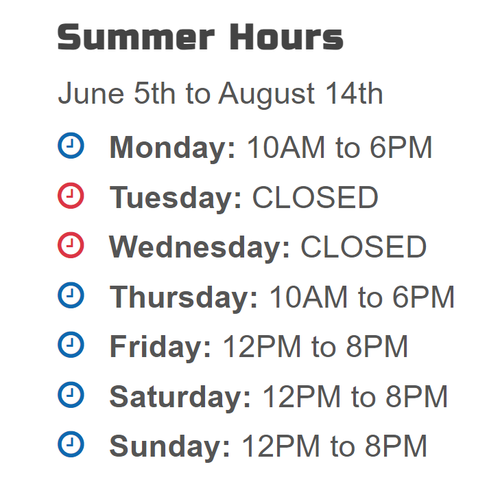 ruffhouseFEC's tweet photo. It's that time of year again!
Here are our summer hours. We can't wait to see you.🙃 https://t.co/UZReZYnAgT