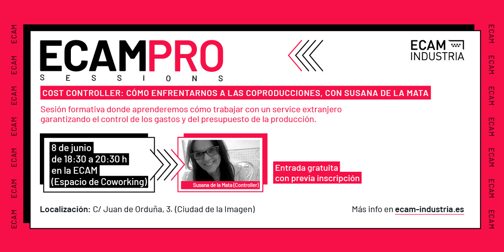 ECAM_'s tweet photo. 🔎 ¿Te interesa el control de gastos y del presupuesto en las producciones audiovisuales?

Queremos invitarte a la sesión del #ECAMPro Sessions, abierta al público, sobre #CostController y coproducción, con Susana de la Mata.

Inscripciones gratuitas👉 https://t.co/J3wGgsogPF https://t.co/X6kv3EhcGy