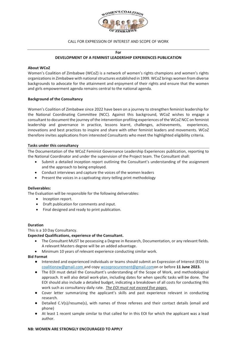 Opportunity Alert: Development of a Feminist Leadership Experiences Publication