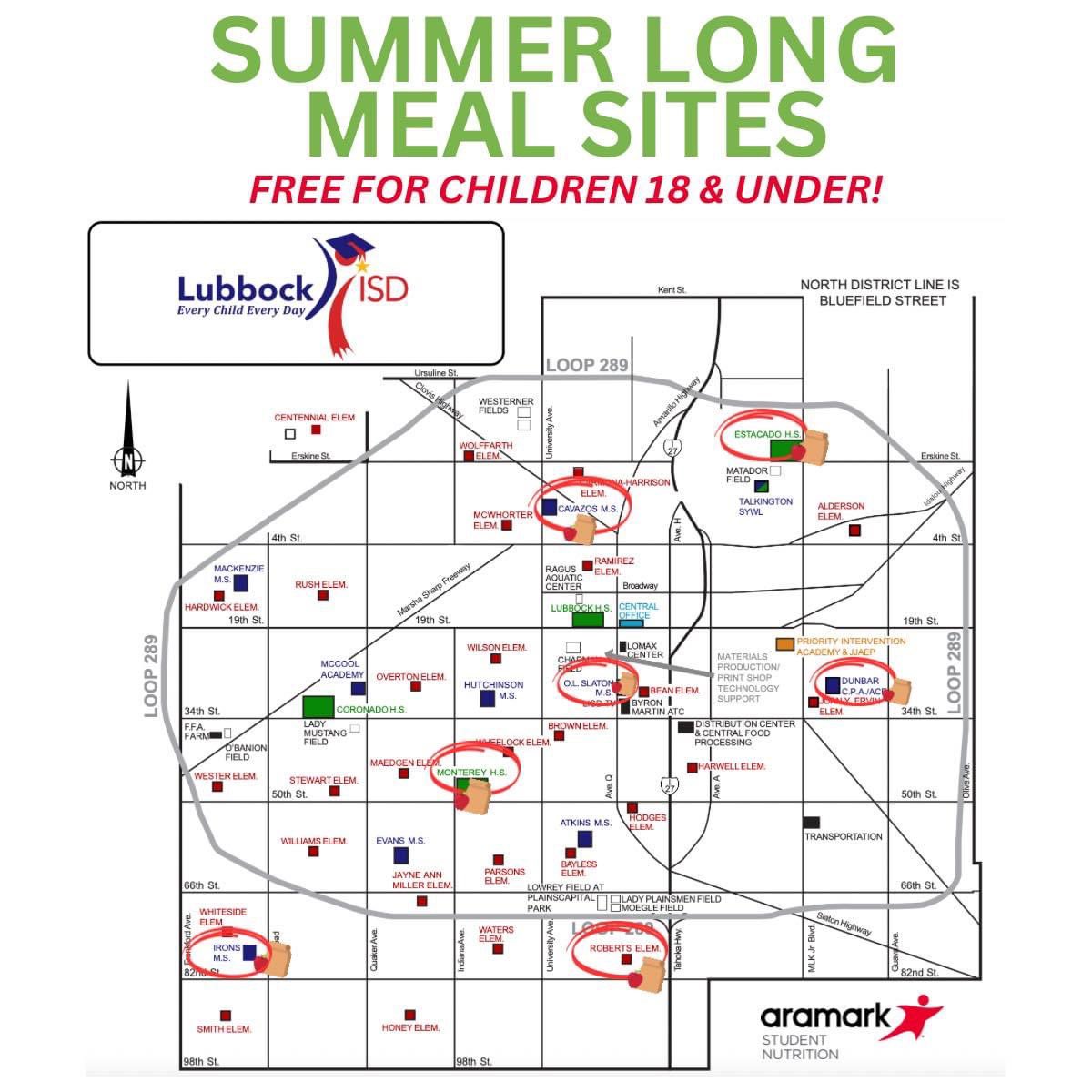 Todays the beginning of our Summer Meal Sites! All children under the age of 18 can eat free for breakfast &amp; lunch, Monday-Thursday! 
🍳Bfast: 7:45-8:45 am
🥪Lunch: 11:30-1:00 pm

*All meals must be eaten on site in the cafeteria 
*Summer school sites will provide bfst &amp; lunch