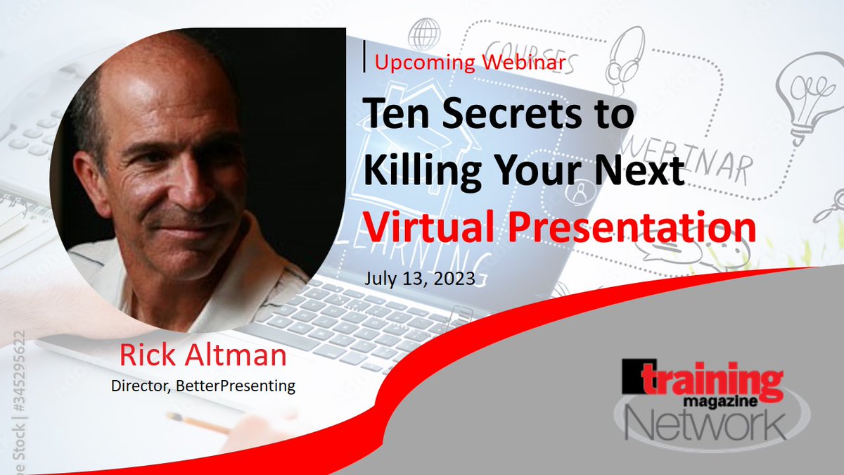 trainmagnetwork's tweet photo. FREE WEBINAR: Ten Secrets to Killing Your Next #Virtual #Presentation REGISTRATION LINK: https://t.co/8FqBv9K3A5 @presentguild #VirtualPresentation #Training #learning #traininganddevelopment #learninganddevelopment https://t.co/DlVoznaxoY