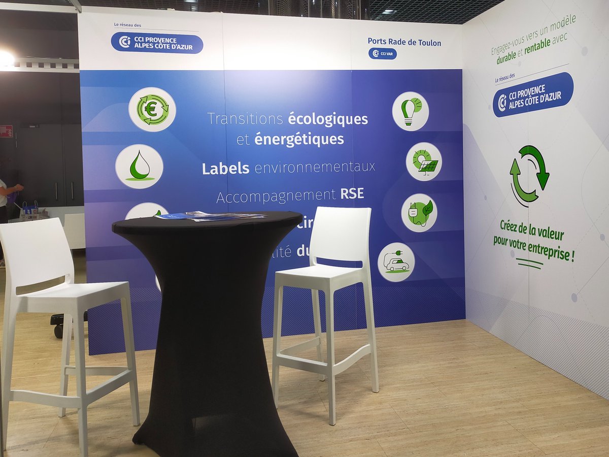 Une petite photo en avant première du stand du réseau #CCI pour le Forum #AlcyonSud demain à Toulon.
Nos experts à l'écoute des entreprises qui souhaitent accélérer leur #transitionécologique dès 9h
Un stand partagé avec les <a href="/PortsRadeToulon/">Ports Rade de Toulon</a> 👌😉
Infos ➡️ var.cci.fr/actualite/alcy…