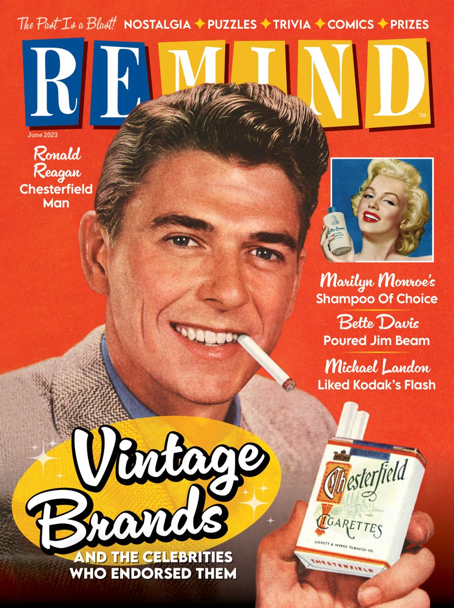 RemindMag's tweet photo. Have you seen our June issue? It's full of fun and memorable celebrity endorsements, network sponsorships and just plain bizarre ads over time. #getyourcopytoday #nostalgia #clebrityendorsements #remindmagazine
https://t.co/OzG9CKtr6j https://t.co/WqwBqYM00t