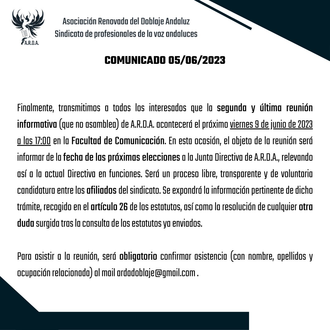 ardadoblaje's tweet image. COMUNICADO OFICIAL DEL SINDICATO A.R.D.A.