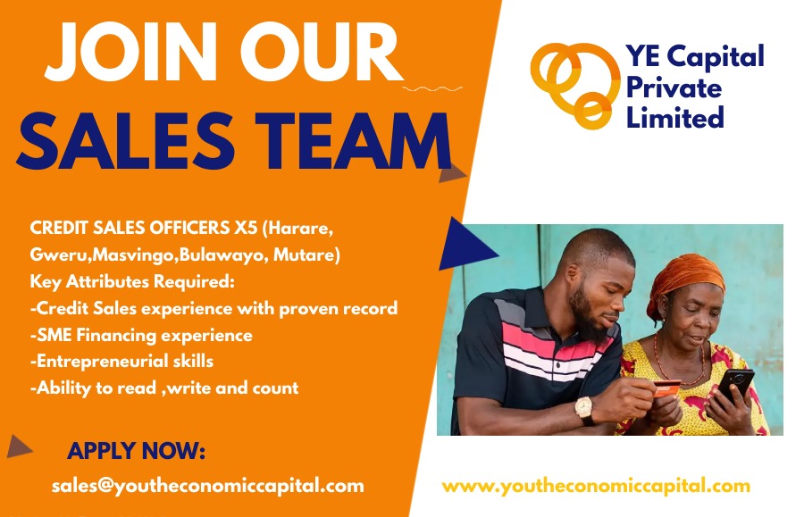Join Our Sales Team and Help change lives and improve financial inclusion in Zimbabwe! email: sales@youtheconomiccapital.com or whatsapp 071 223 7828 #empoweringthefuture