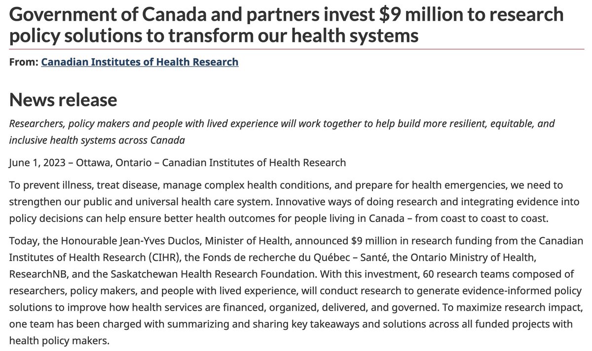 CISP_ICPS's tweet photo. Strengthening #healthcare &amp; advancing #SocialPrescribing is crucial for preventing illness &amp; managing complex conditions. @CIHR_IRSC announced $9M in funding 🎉 for innovative research &amp; evidence-based policy to ensure better health outcomes in Canada🇨🇦.

https://t.co/JSLuk0prnX https://t.co/elqdOUs8iS