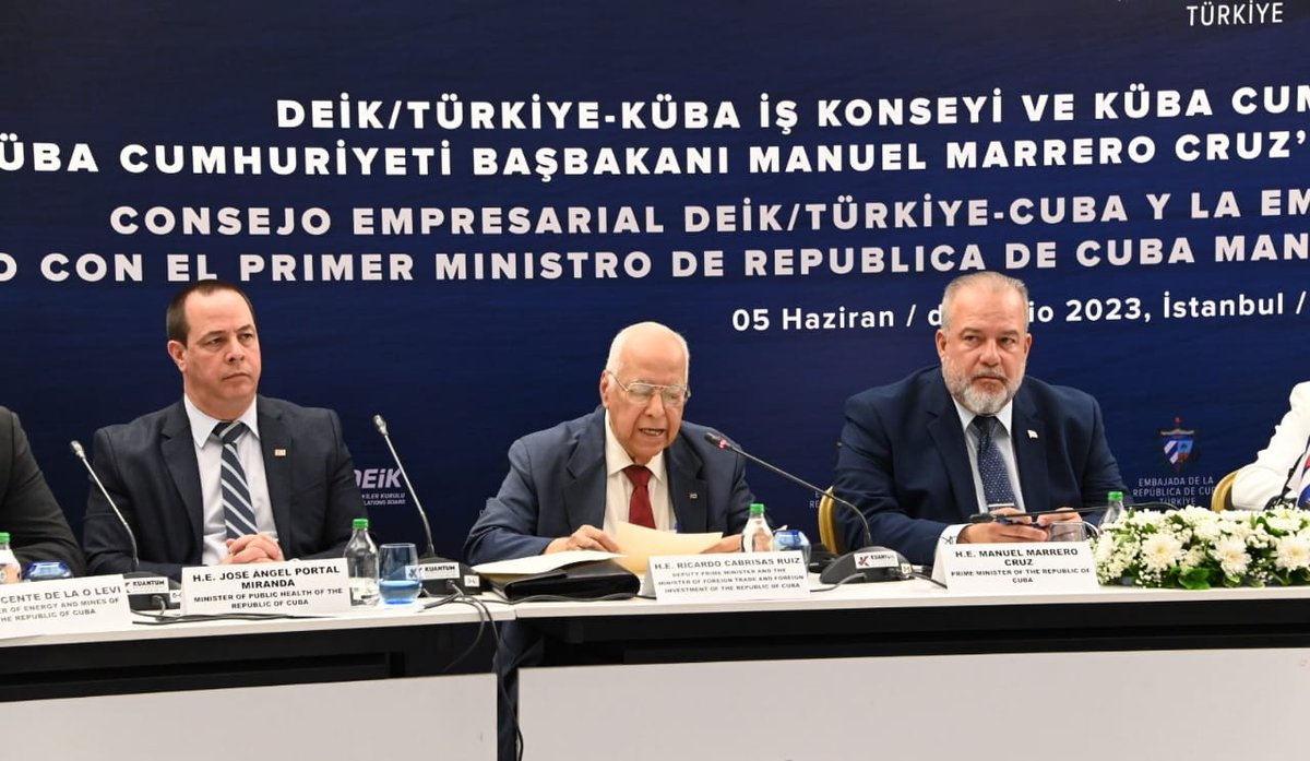 Como parte de visita a Türkiye del Primer Ministro, <a href="/MMarreroCruz/">Manuel Marrero Cruz</a>, este lunes participamos en encuentro con empresarios turcos convocados por DEIK.
Evaluamos múltiples oportunidades de intercambio que existen en diversos sectores, entre ellos el de #Salud.
bitly.ws/Hf28