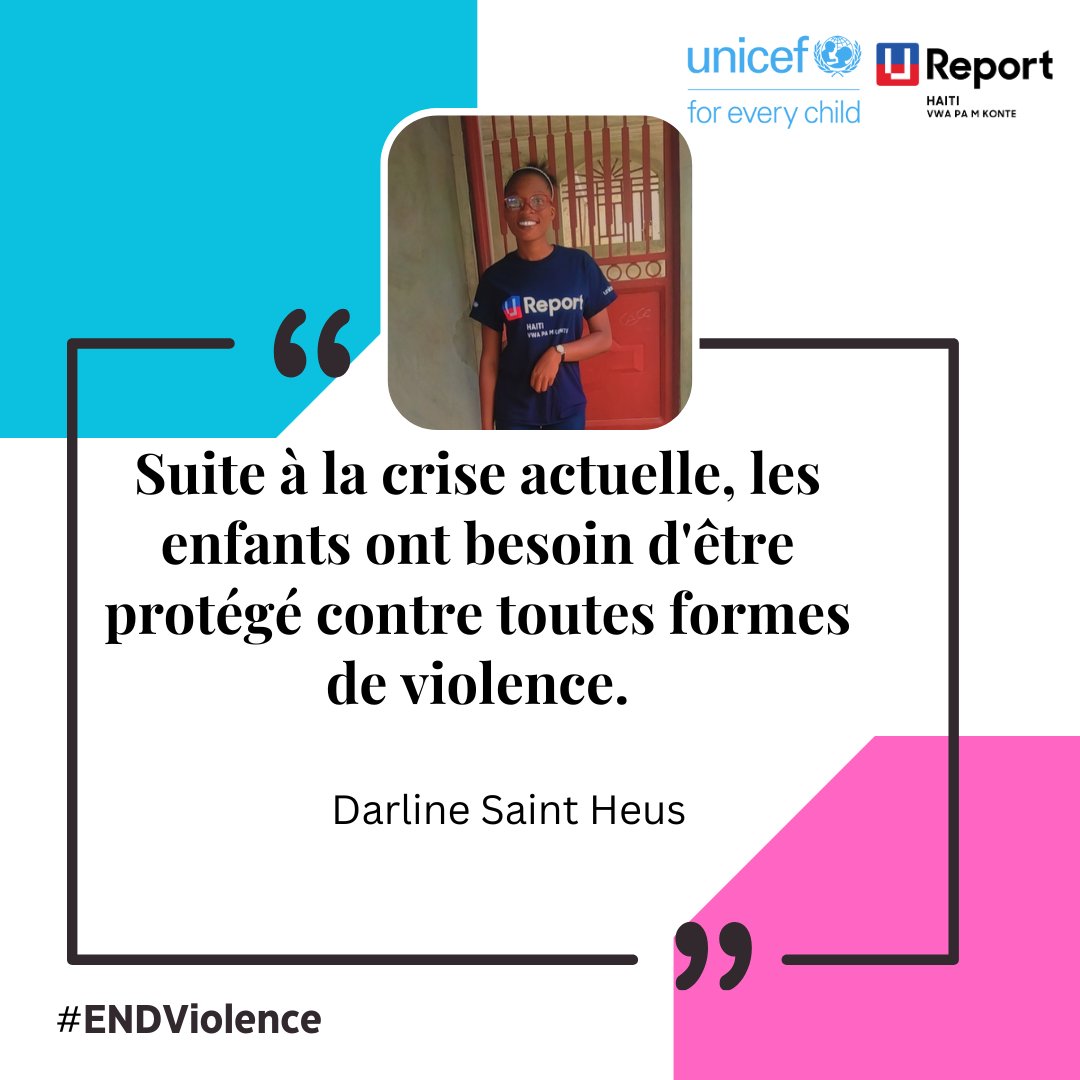 En Haiti, les enfants sont dits enrôlés, asservis et violentés par les groupes armés.

Protégeons les enfants en faisant respecter la Convention relative aux droits de l’enfant.

#PourChaqueEnfant #NotATarget #ENDViolence