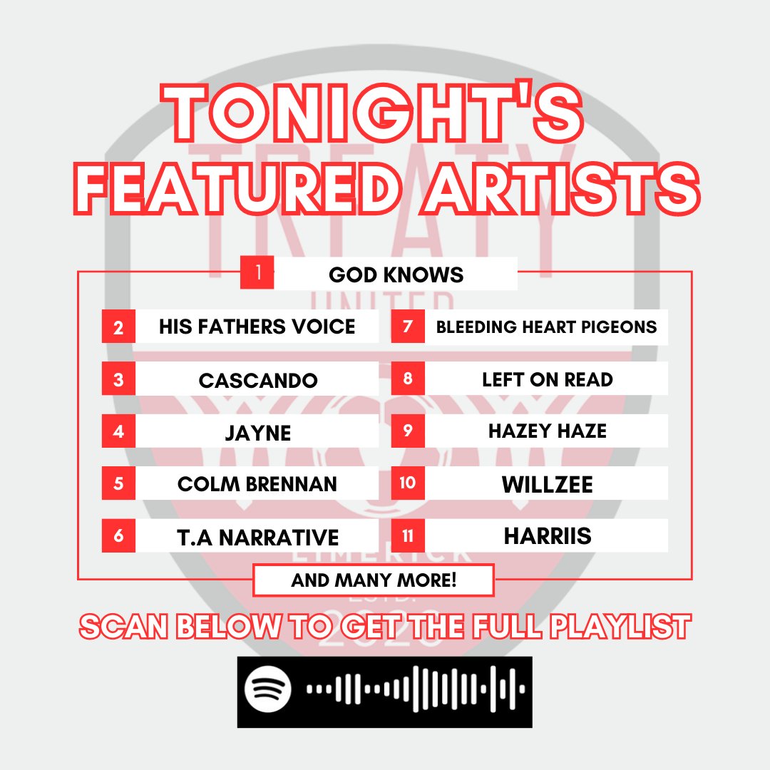 𝙈𝘼𝙏𝘾𝙃 𝙉𝙄𝙂𝙃𝙏 𝙋𝙇𝘼𝙔𝙇𝙄𝙎𝙏 🎵

Check out the local artists featuring in tonight's match night playlist ahead of tonight's game

Tickets for tonight's match are still available!

👩‍👧‍👦 2 kids (12 and Under) go free with an Adult (Online only)
🎟 treatyunitedfc.com/tickets