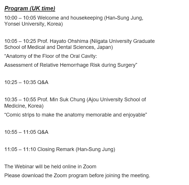💥9th IFAA FIPAR Webinar. 20th June 2023. The Webinar will be held online on Zoom. Please download the Zoom program before joining the meeting. 
Meeting link: us02web.zoom.us/j/84392447711?… Zoom Meeting ID: 843 9244 7711 Zoom Meeting PW: IFAA1234 <a href="/AnatomyIfaa/">IFAA_InternationalAnatomicalEducation</a>
